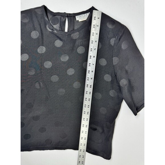 Vintage Jaeger Blouse Women Small Black Polka Dot Keyhole Back Great Britain 90s - Picture 8 of 12